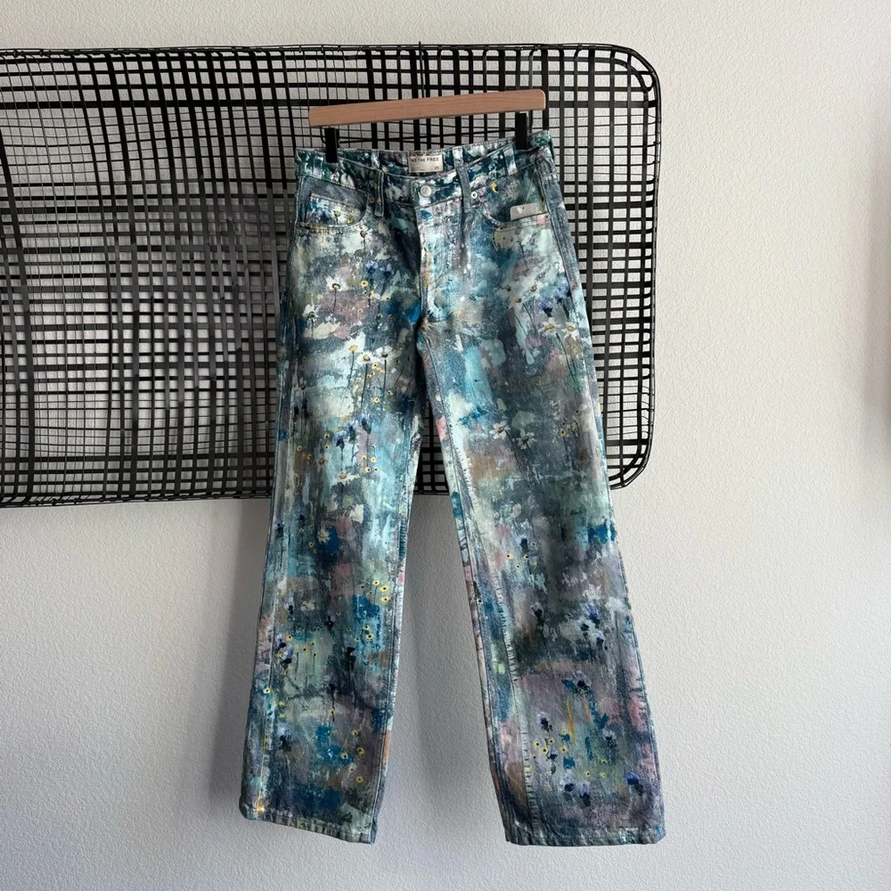 Free people We The Free Tennessee Low-Rise Illusions Jeans floral canvas